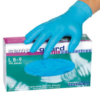 Semperguard Nitril Einweghandschuh Blau ungepudert Gr. M, Wandstärke 0.13mm